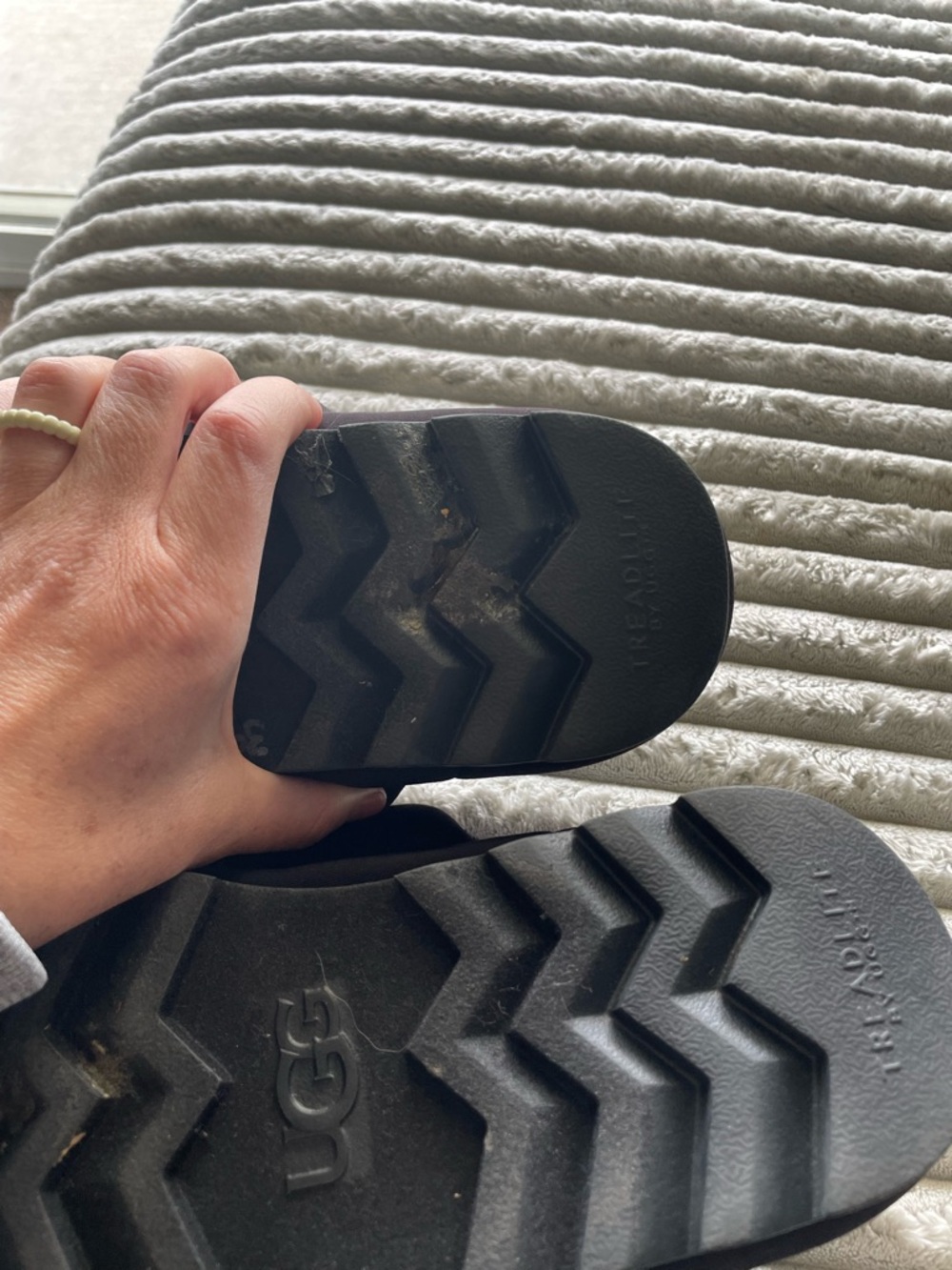UGG Black Plush Logo Slide Sandals - Picture 7 of 8